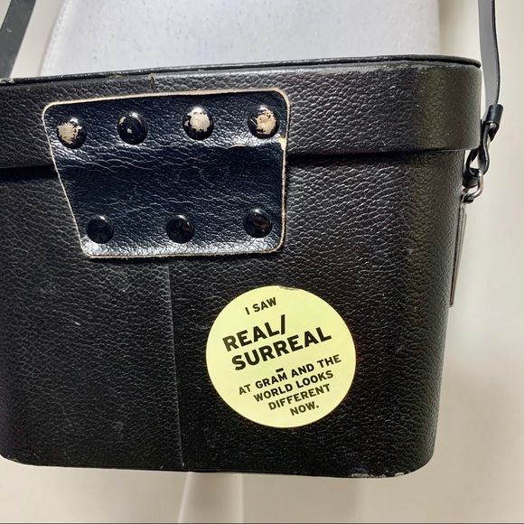 Vtg 70's Boho Chic Binocular Black Leather Case - Picture 11 of 14